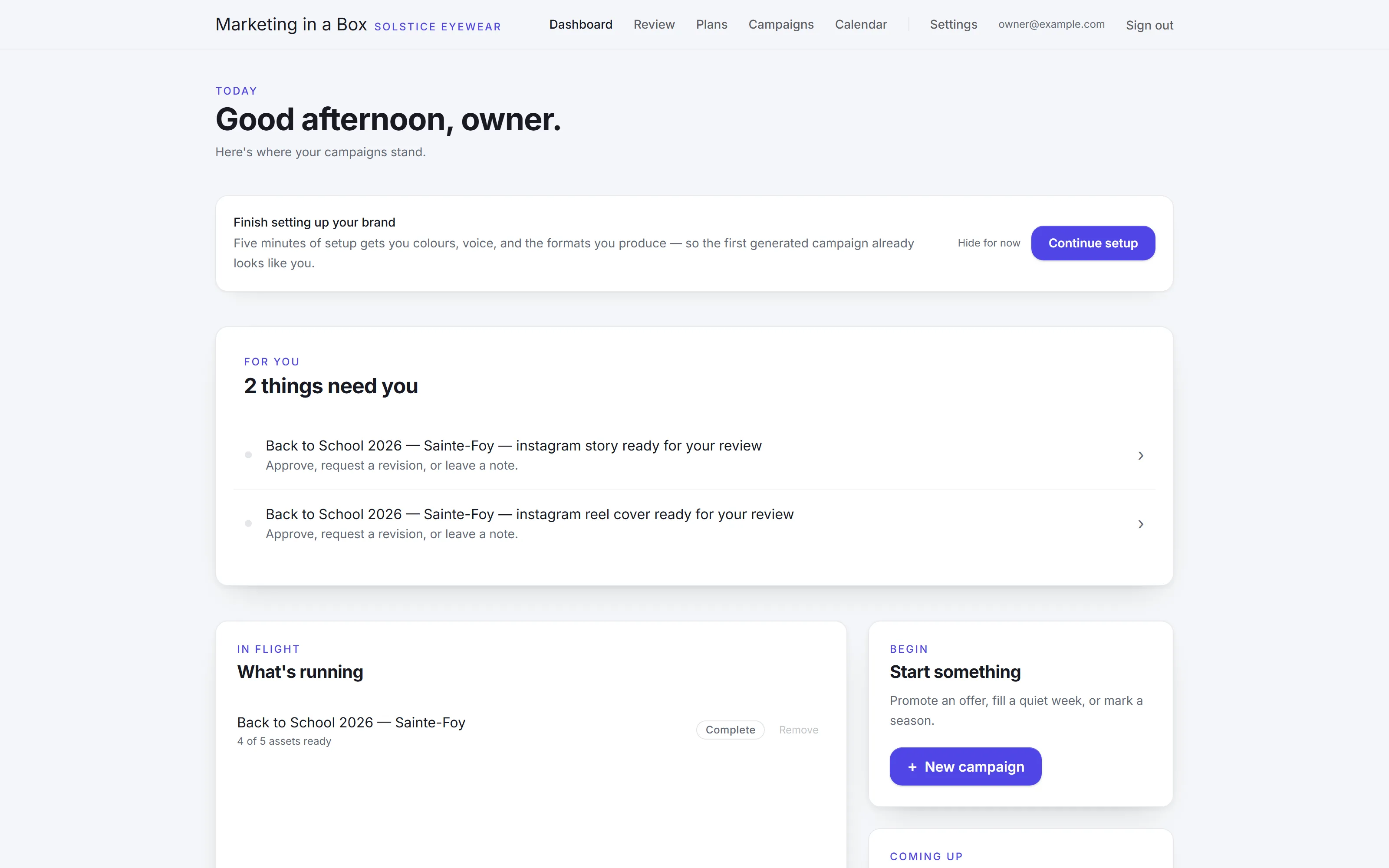 Marketing dashboard overview